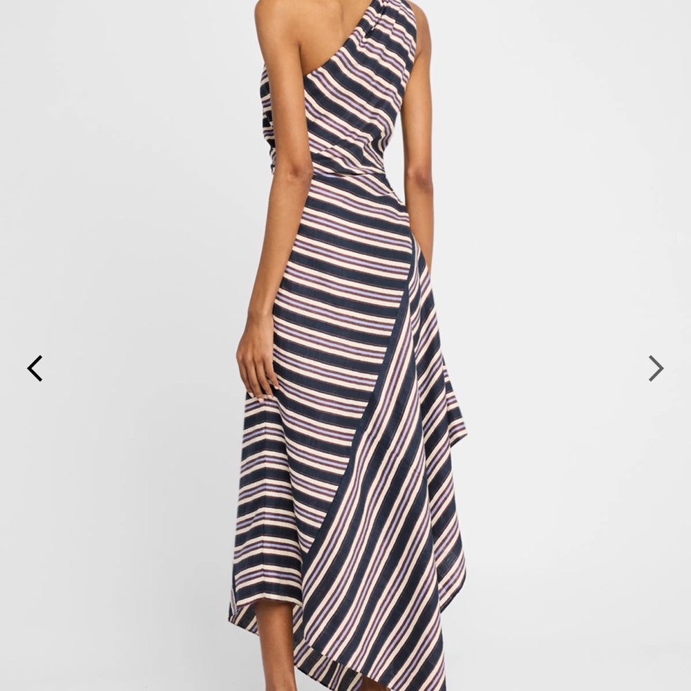 A.L.C. Lyn Stripe One-Shoulder Midi Dress - Picture 3 of 4